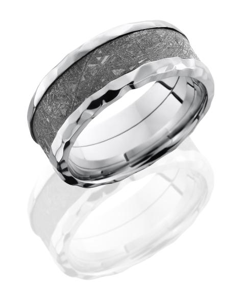 Cobalt Chrome 9mm Beveled Band with 5mm Meteorite